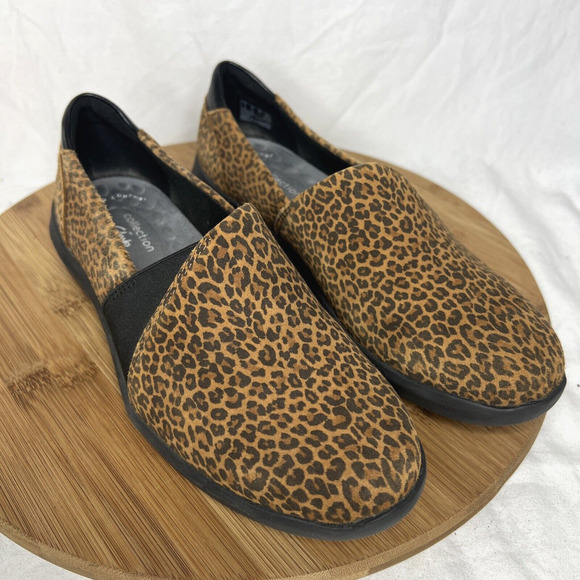 Clarks Kayleigh Step Loafer Womens 6.5 W Brown Black Cheetah Shoes Slip On - Picture 1 of 12